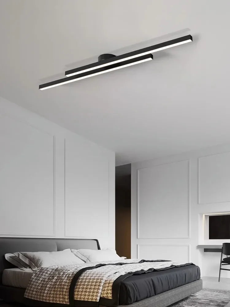 Black LED Ceiling Lamp 8-Light L120cm Remote