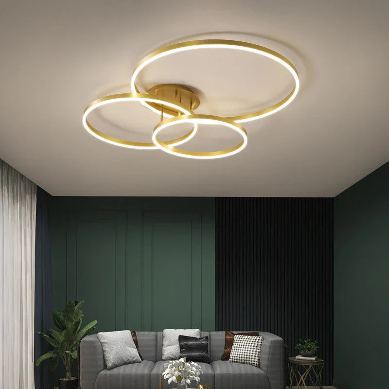 Decorbites™ Goldener Kaffeerunder Kreis LED-Deckenleuchte mit Acryl-Lampenschirm – Kreative Wohnzimmerarmatur