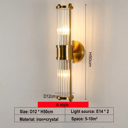 DecorBites™ Crystal LED Wall Lamp: Single & Double Head Modern Bedside Background Light
