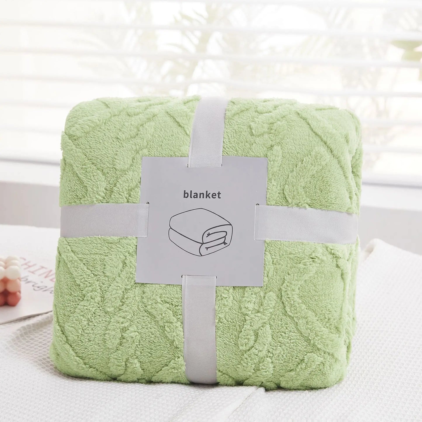 DecorBites™ Cozy Jacquard Plush Blanket: Soft Winter Sofa Throw, Office Travel Nap Shawl