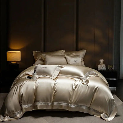 Decorbites™ Französisches Hohlfaser-Luxus-Bettwäsche-Set mit Lyocell-Baumwoll-Bettbezug, Laken und Kissenbezügen