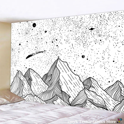 Decorbites™ Schwarz-Weiß-Sterne-Mandalas-Tapisserie - Wohnraumausstattung