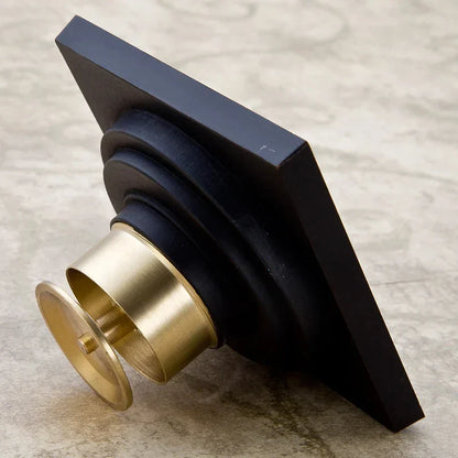 Decorbites™ Schwarze Messing Duschraster Ablauf Abdeckung Boden Quadratisch Kunstvoll Geschnitztes Gitter Becken SY-073R
