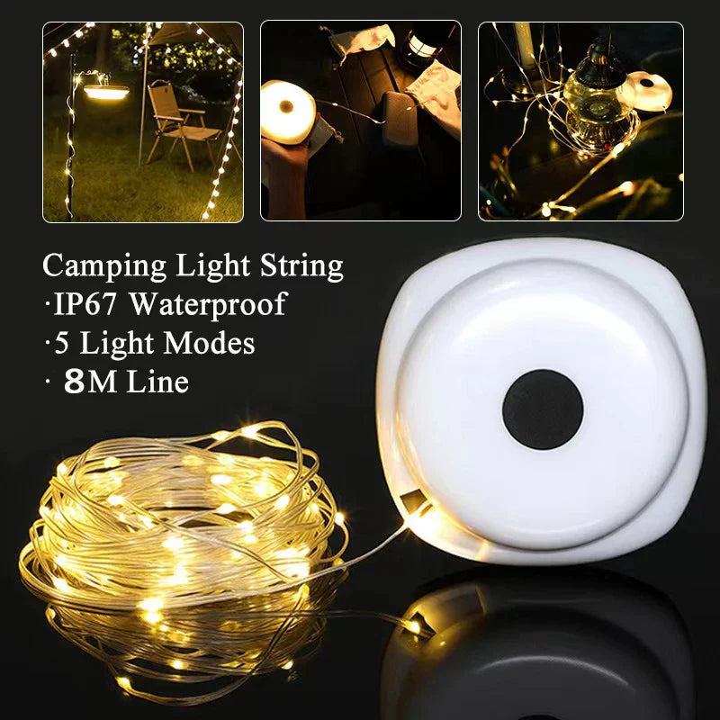 Decorbites™ LED-Camping-Lichtstreifen 8 m Länge wasserdicht Außengarten-Dekorlampe