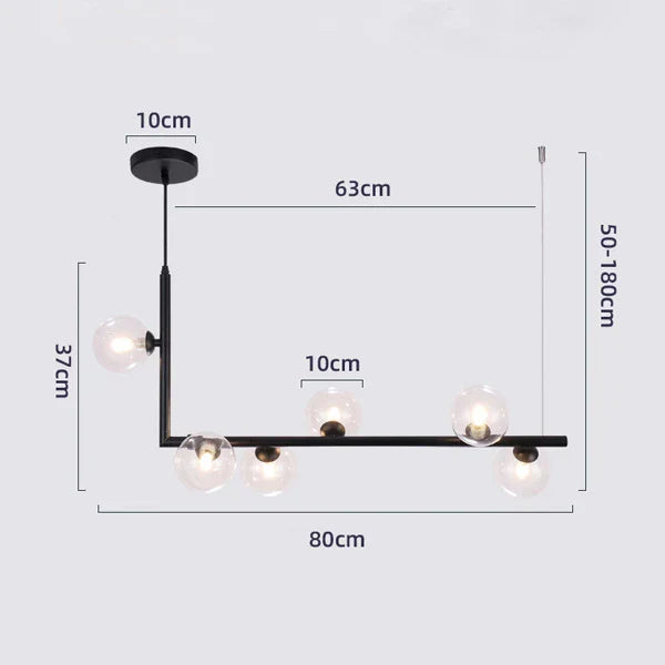 Decorbites™ Glas Schwarz Kronleuchter Pendellampe Nordisch Modern Wohnzimmerleuchte
