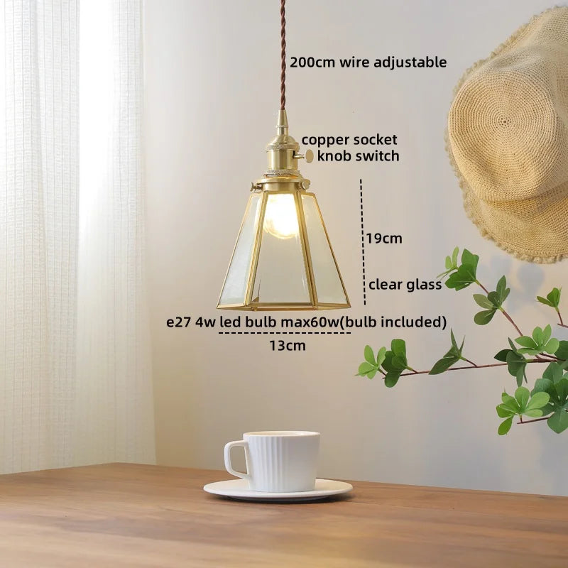 DecorBites™ Glass Copper Pendant Light Modern LED Hanging Light for Home Decor