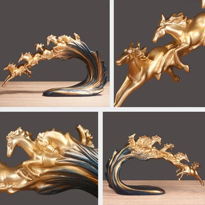 Decorbites™ Galoppierendes Pferd Luxus-Skulptur: Elegante Dekoration für Büro, Wohnzimmer & Geschäft.