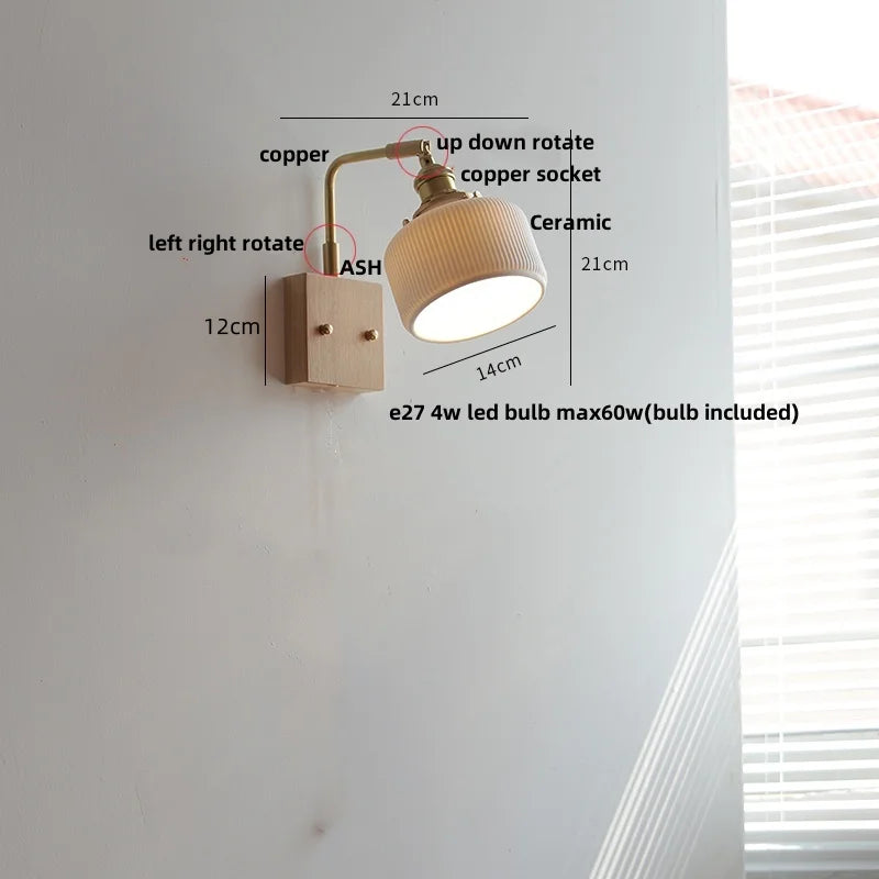 Ceramic Walnut Wall Lamp