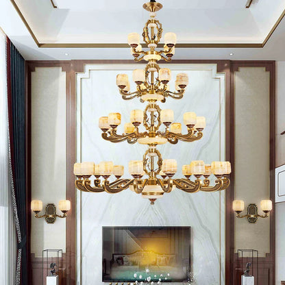 Decorbites™ Jade-Zinklegierung-Kronleuchter für Wohnzimmer, Restaurant, Halle – Elegantes chinesisches Design