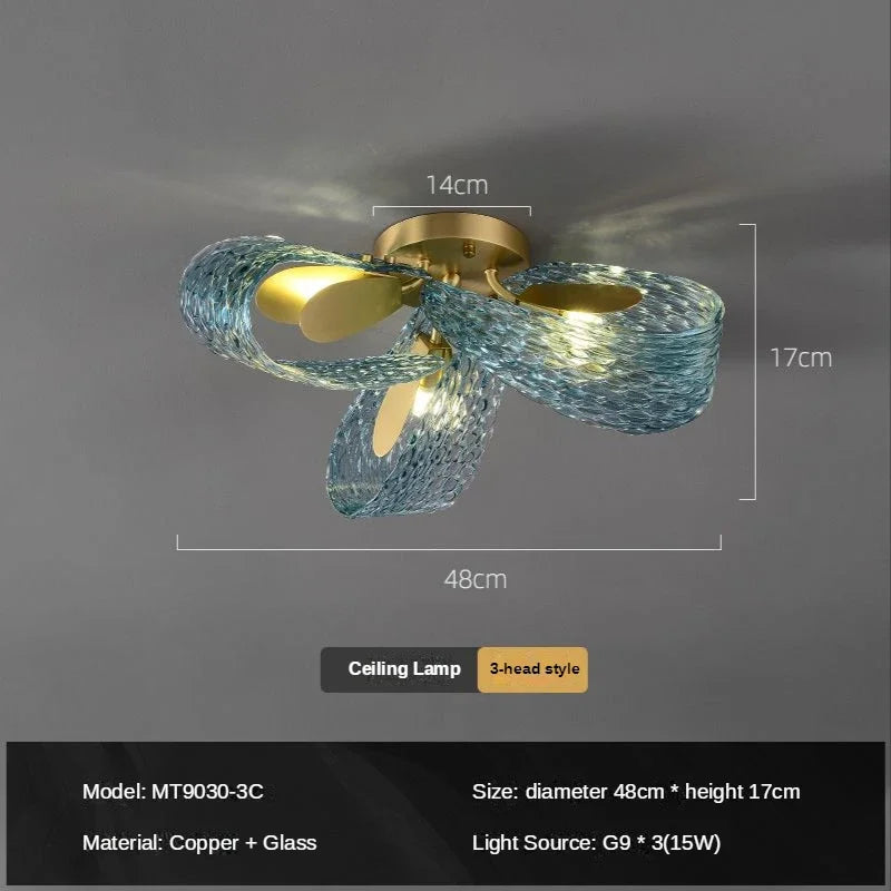 DecorBites™ Luxe Copper Leaf LED Ceiling Chandelier for Home, Bedroom, and Dining Room