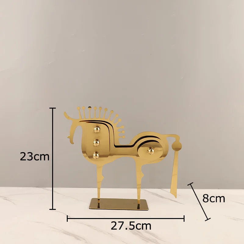 Decorbites™ Goldener Pferde-Metall-Tierskulptur Schreibtisch-Dekoration