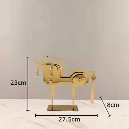 Decorbites™ Goldener Pferde-Metall-Tierskulptur Schreibtisch-Dekoration