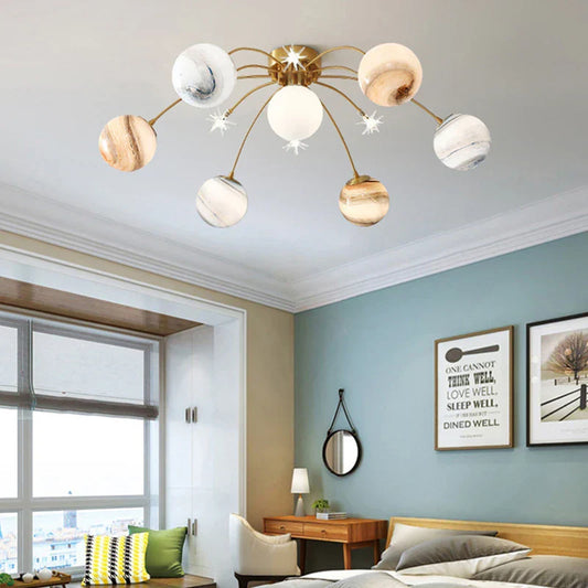 Decorbites™ Art-Deco-Planet-Kugelleuchter aus Goldmetall mit G9-Birnen – Elegante Hängeleuchten