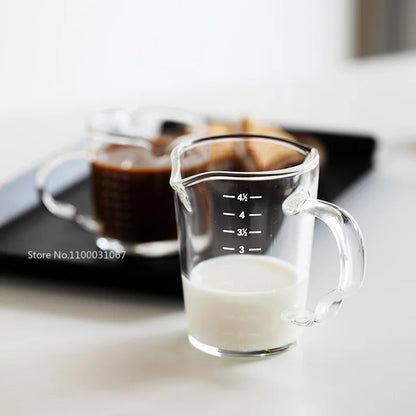 Decorbites™ Espressoglasbecher mit Holzeingriff & Messbecher Milch-Latte-Kanne