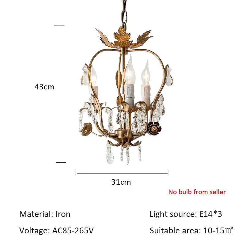 DecorBites™ Iron Crystal Chandelier for Corridor, Bedroom, Restaurant, Bar, Locker Room