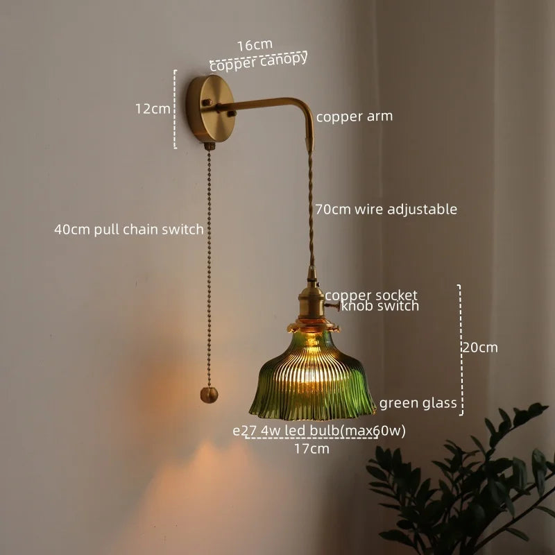 DecorBites™ LED Wall Lamp Glass Copper Arandelas Para Parede Retro Style for Living Room