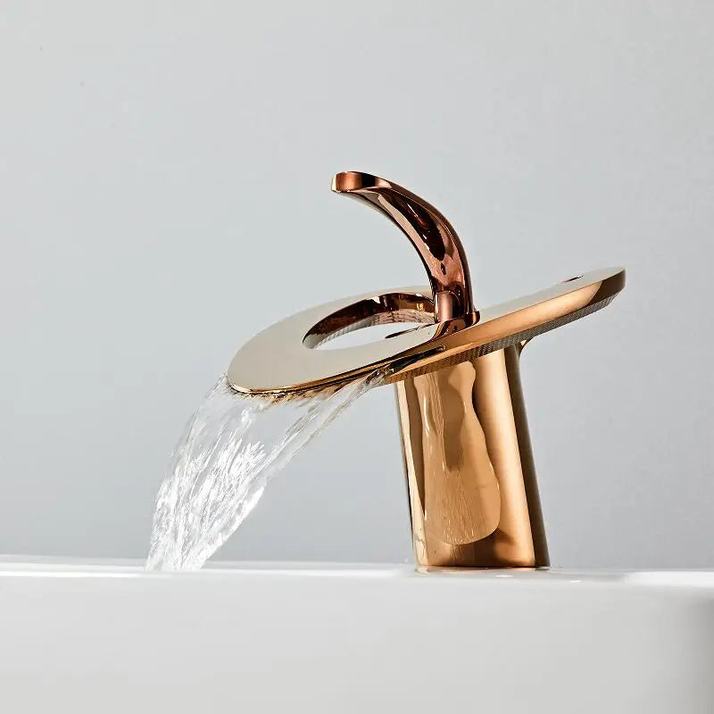 Decorbites™ Golden/Weiß & Schwarz Wasserfall Beckenarmatur - Messing Waschtischmischer - Heiß & Kalt