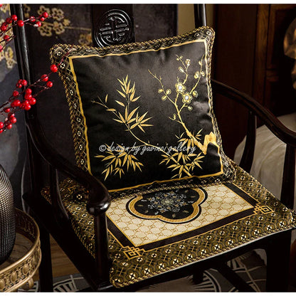 Decorbites™ Bambus Schwarz Gold Lendenkissenbezüge – Orientalischer Chinesischer Stil Luxus 30x50 cm