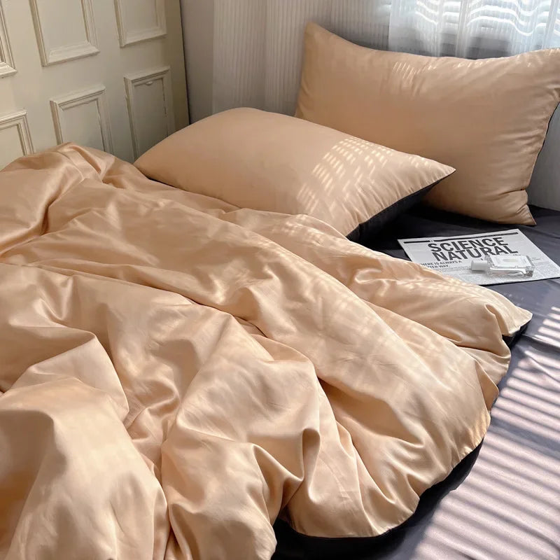 DecorBites™ Ice Silky Solid Bedding Set - Cooling Satin Smooth Quilt Cover Set