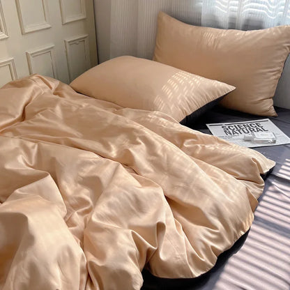 DecorBites™ Ice Silky Solid Bedding Set - Cooling Satin Smooth Quilt Cover Set