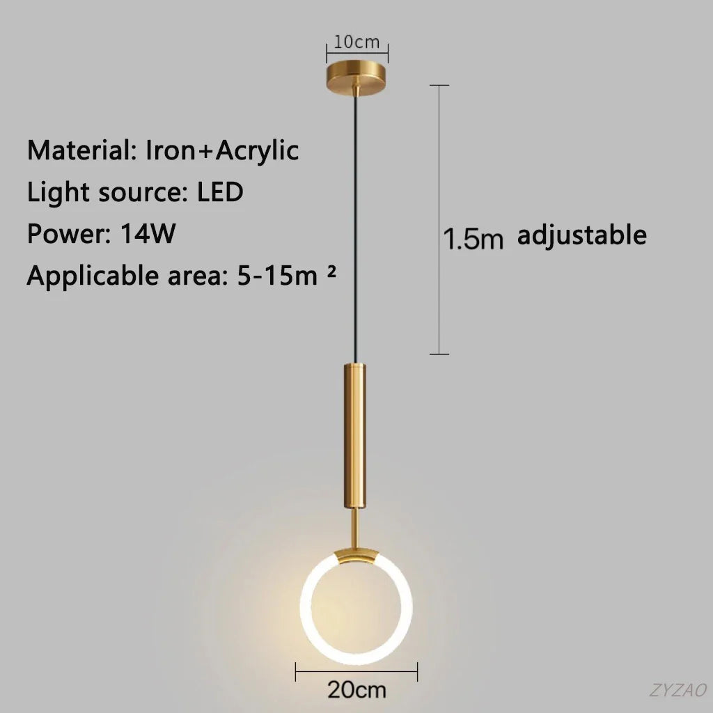 Modern Black Gold Iron Acrylic Pendant Light