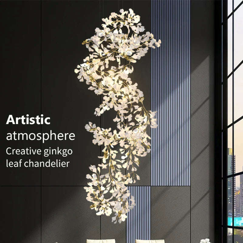 Decorbites™ Ginkgo Biloba Kronleuchter: Elegantes Duplex Wohnzimmer Hotel-Lobby-Pendant-Licht