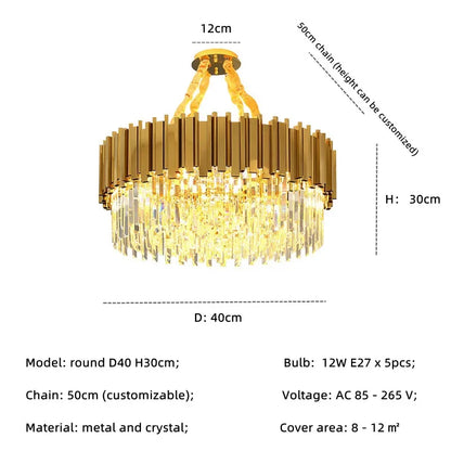 DecorBites™ Gold Crystal LED Pendant Lights for Dining Room - Stunning Indoor Suspension Fixtures