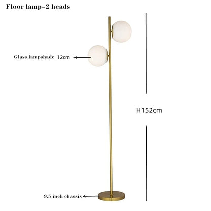 DecorBites™ Glass Ball Metal Floor Lamp - LED Lighting for Bedroom and Study