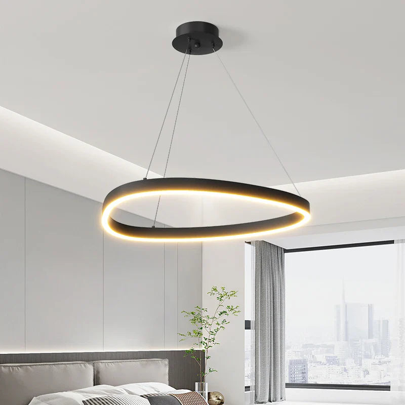 Modern White LED Ring Pendant Chandelier