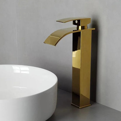 Decorbites™ Gold Badezimmerarmatur: Messing-Roségold Waschbecken-Wasserfall-Mischbatterie