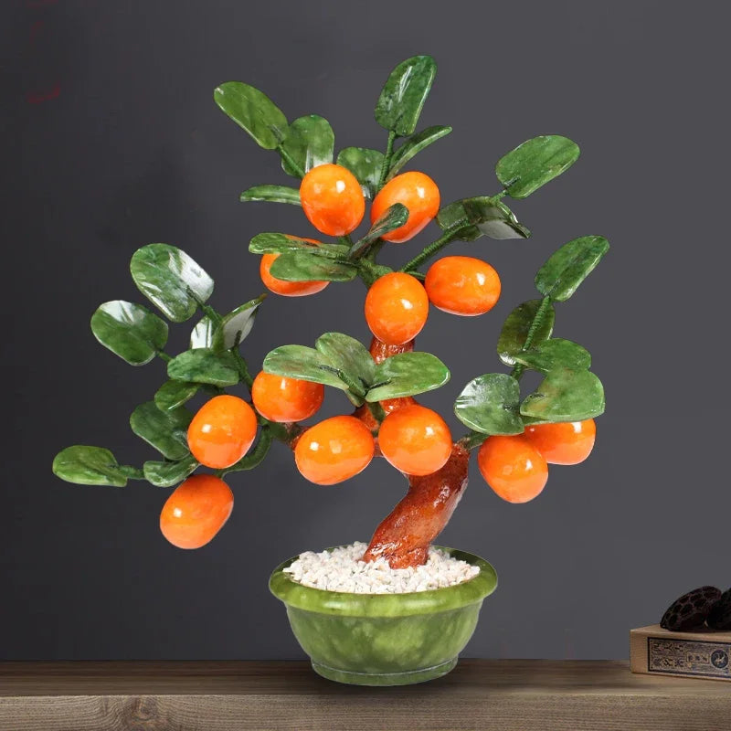 Decorbites™ Jade Kumquat Mandarinenbaum Bonsai: Handgefertigte chinesische Dekorationsornamente