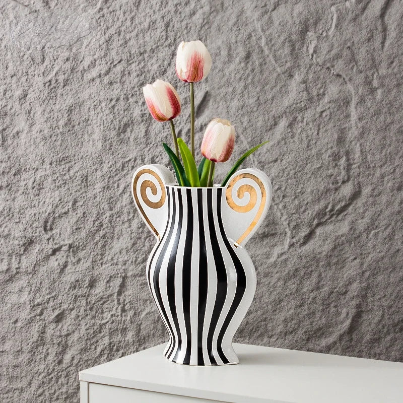 Decorbites™ Geometrische Fransen-Keramikvase Vintage-Kessel Heimdekoration-Zubehör