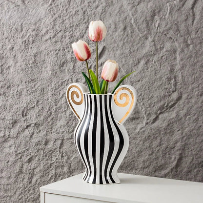Decorbites™ Geometrische Fransen-Keramikvase Vintage-Kessel Heimdekoration-Zubehör