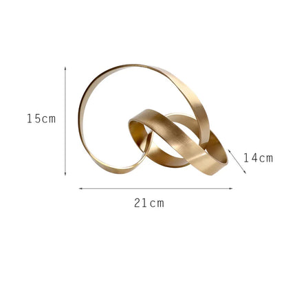 DecorBites™ Abstract Knot Golden Tape Metal Sculpture Figurine for Room Decoration