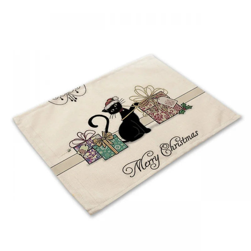 Decorbites™ Schwarze Katze Leinen-Platzset für Esstisch & Küchendekoration