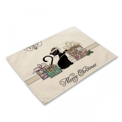 Decorbites™ Schwarze Katze Leinen-Platzset für Esstisch & Küchendekoration