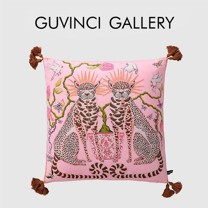 DecorBites™ Luxe Cheetah Halo Pillowcase: Decorative Tassel Cushion Cover GG Style