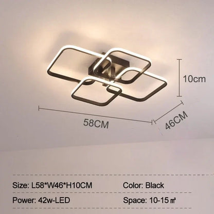 Decorbites™ LED-Deckenleuchte 4 Ringe 78 W quadratisch für Wohnzimmer Schlafzimmer Bar