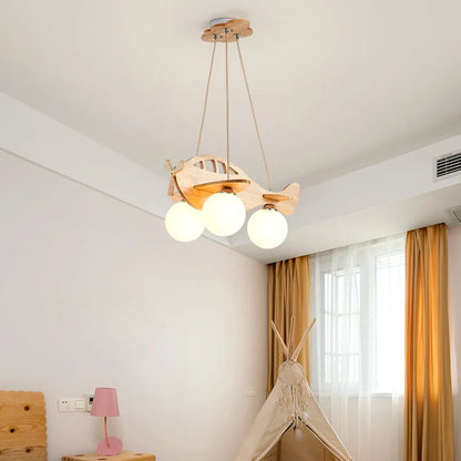 Decorbites™ Kinder Holz-Flugzeug-Hängeleuchte LED für das Jungenzimmer