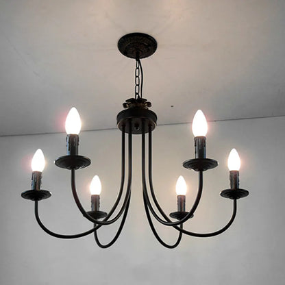 Decorbites™ Schwarze gebogene Arm LED-Kronleuchter: Klassische schmiedeeiserne Kerzenbeleuchtung