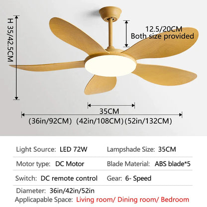 Decorbites™ Schwarzer DC-Deckenventilator mit Licht Starkwind Innenbereich Elektroventilator 2023