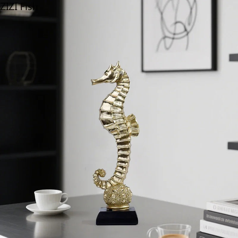 Decorbites™ Vergoldete Meerjungfrau-Statue Harz-Skulptur Raumdekoration Meeresorganismus-Ornament