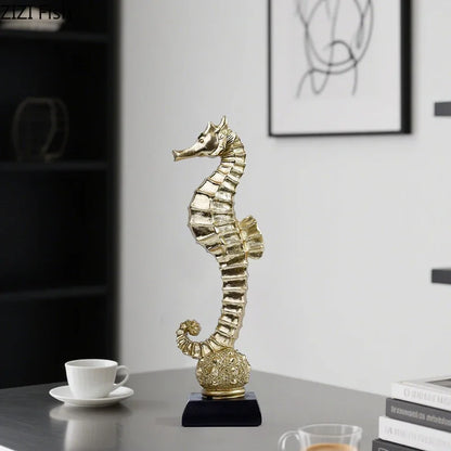 Decorbites™ Vergoldete Meerjungfrau-Statue Harz-Skulptur Raumdekoration Meeresorganismus-Ornament