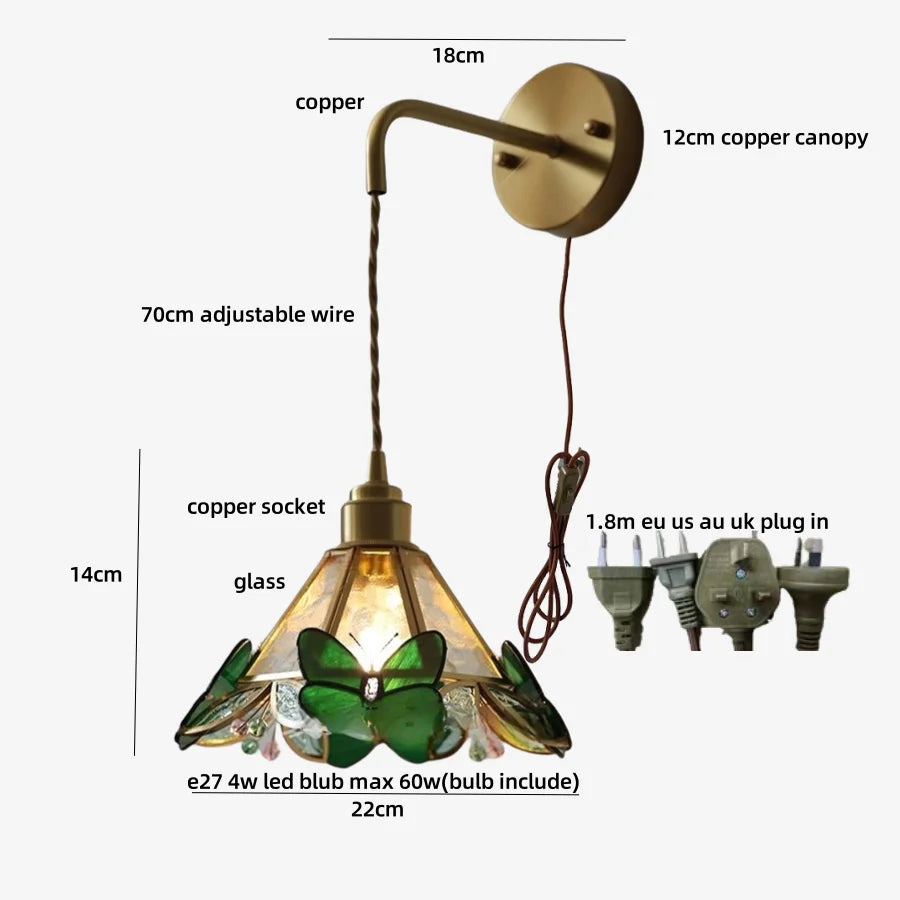 Glass Butterfly Wall Sconce