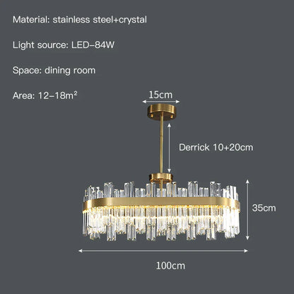 DecorBites™ Crystal Chandelier: Nordic Light Luxury Round Pendant for Living & Dining Rooms