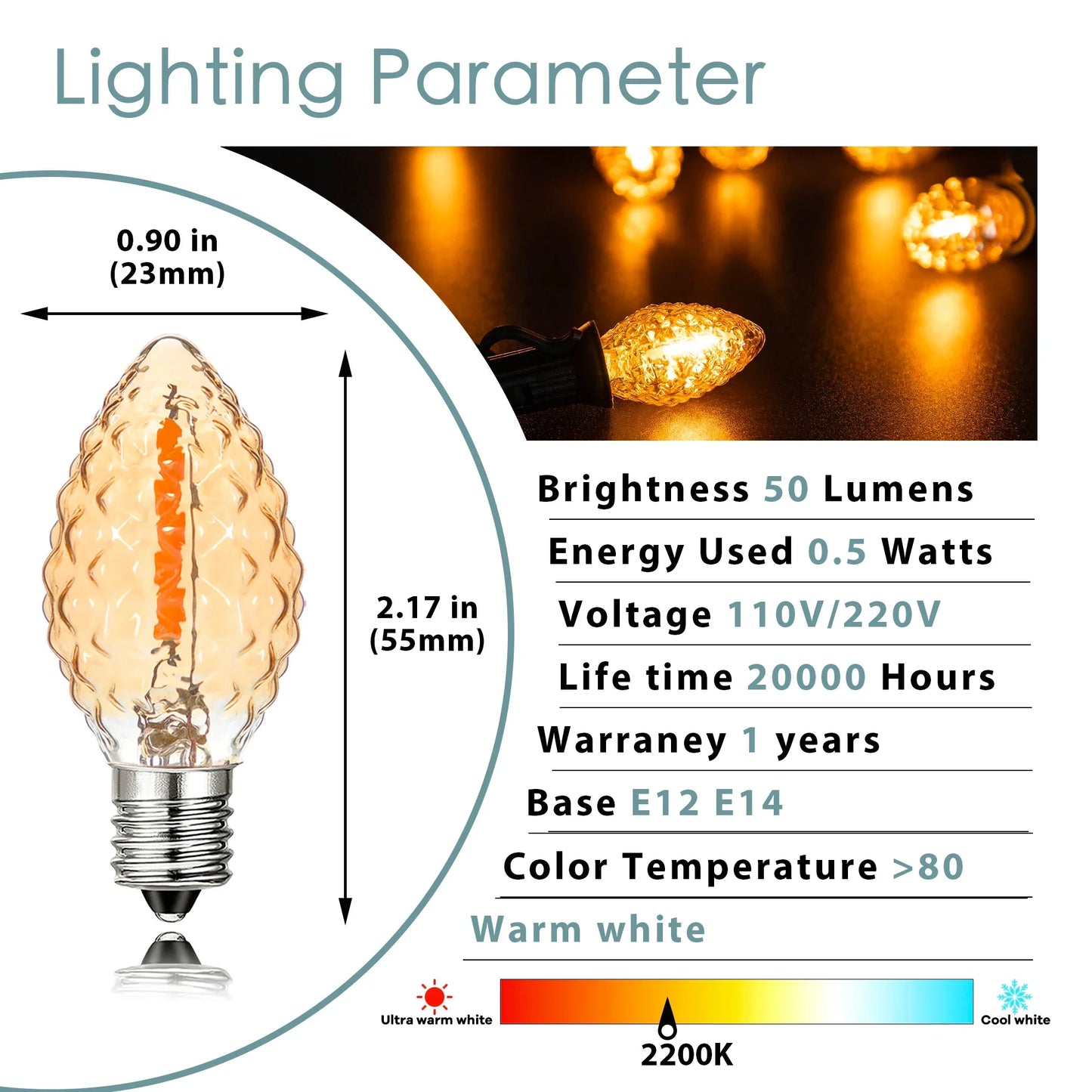 Decorbites™ Diamant-Lüster LED-Lampen 7W C7 Kerzenleuchter-Sockel Dekor-Edison-Birnen