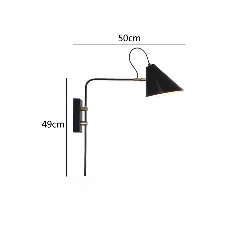 Decorbites™ Industrielle Vintage Wandlampe Schwingarm Verstellbar E27 Schwarz Wohnzimmer