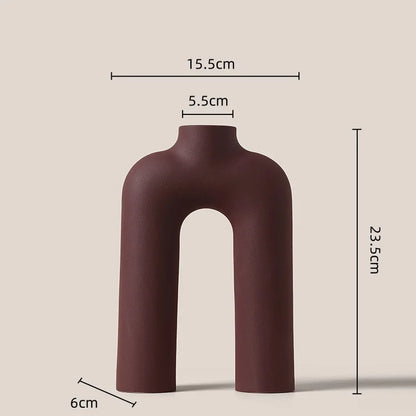 Decorbites™ Geometrische Keramikvase: Ausgehöhlte Buchstaben Blumenarrangement Wohnraumausstattung