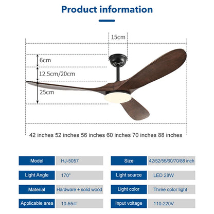 Decorbites™ Industrieller Holz-Deckenventilator - Fernbedienung - Dekorativer Vintage-Bläser