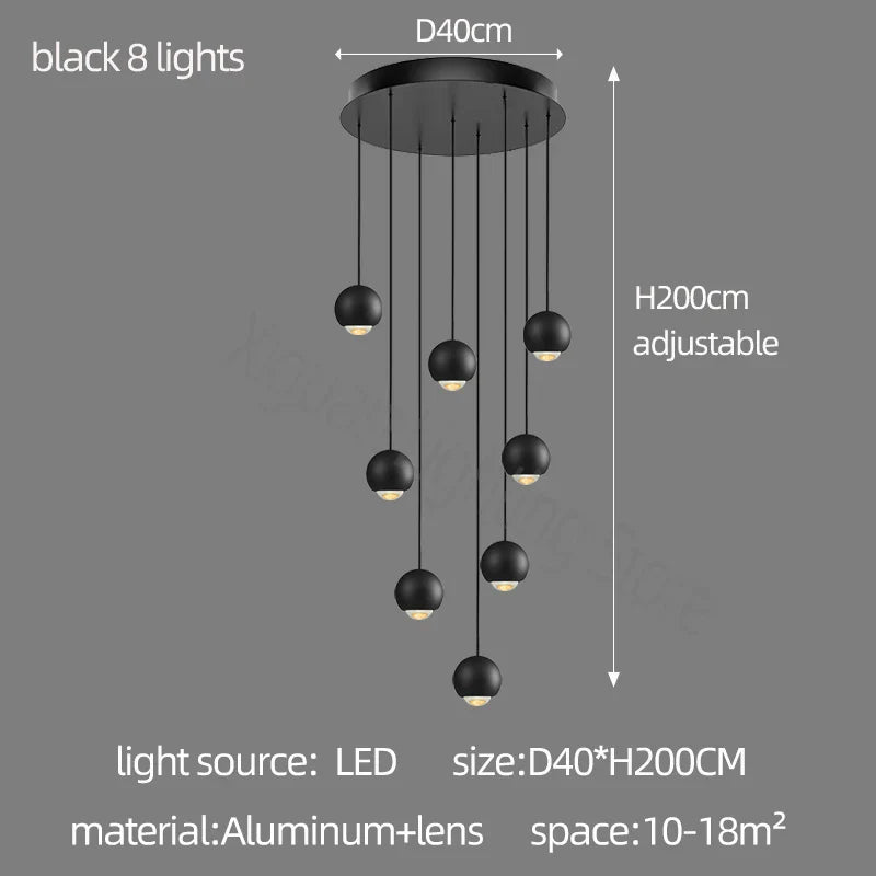 Metal Globe Lens Chandelier